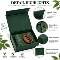 Boîte cadeau pliable à fermeture magnétique, boîte pliante rigide en carton magnétique pour ensemble de soins capillaires, insert personnalisé avec logo estampé or