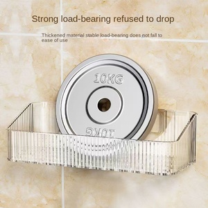 Étagère de rangement en plastique <span class=keywords><strong>pour</strong></span> salle de bain, <span class=keywords><strong>pour</strong></span> trou de <span class=keywords><strong>toilette</strong></span>, murale, étagère à cosmétiques avec installation sans perçage (24x9.5x7CM) - Product Image 4