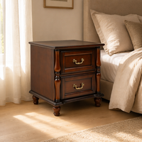 Table de chevet en bois massif de style américain ; Armoire de chevet de style européen avec deux/trois tiroirs de rangement, meubles de chambre à coucher
