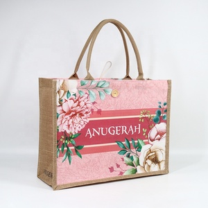 Sac fourre-tout en toile de Jute, Film plastique épais laminé de haute qualité imperméable à l'eau voyage plage shopping - Product Image 5