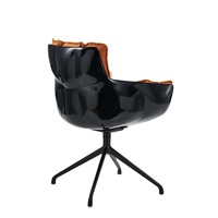 Chaise de salle à manger d'intérieur en cuir doux de conception nordique avec coussin détachable, fauteuil de canapé de luxe pivotant en velours