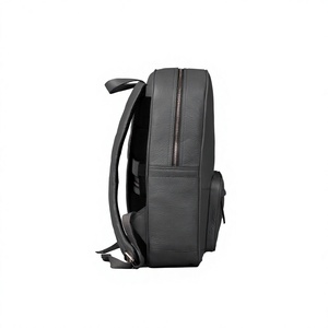 Modern Unisex Genuine Leather Tactical Sports <b>Backpack</b> Solid Navy Blue Zipper Closure Front Pocket Adjustable <b>Strap</b> Polyester - Product Image 2