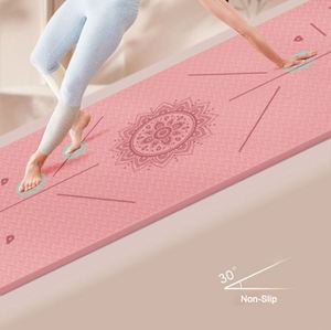 Tapis de yoga personnalisé avec logo imprimé, respectueux de l'environnement, antidérapant, en TPE, tapis de yoga empilable pour femmes - Product Image 3