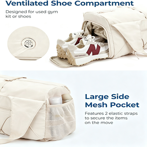 Ultra-Lightweight Ventilated Gym Tote Duffel <strong>Bag</strong> Large Capacity Pastel Pink Polyester, Mesh Side Pocket&amp;Hand Carry Handle - Product Image 2