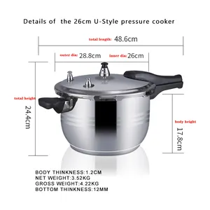 26cm הקמעונאי אנרגיה-חיסכון מהיר בישול מכירה לוהטת נירוסטה 304 תחרותי מחיר נירוסטה לחץ תנורי 8 ליטר