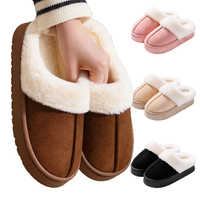 Nouvelles pantoufles d'intérieur chaudes pour femmes, multicolores, pantoufles d'hiver pour femmes, antidérapantes, avec bordure en fourrure TPR, pantoufles de maison