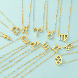 Collar con los 12 Signos del Zodiaco, Collar Pequeño <span class=keywords><strong>de</strong></span> Acero Inoxidable Resistente al Agua, Chapado en Oro <span class=keywords><strong>de</strong></span> 18k, para Mujeres y Niñas, Regalo <span class=keywords><strong>de</strong></span> Cumpleaños, Joyería Fina - Product Image 2