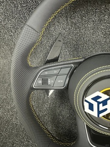 พวงมาลัยรถยนต์หนังสีดำและหนังแท้ดัดแปลงสำหรับ Volkswagen MK6 Golf 6 GTI MK7 Golf 7 - Product Image 3
