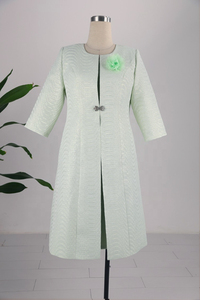 Robes de cérémonie élégantes vertes fraîches grande taille pour femmes, tenue de bureau, vêtements de dimanche, 100 % polyester, infroissable, motif floral - Product Image 4