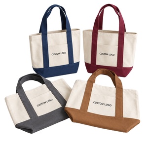 Sac fourre-tout en toile de coton bicolore personnalisé avec logo d'usine et poche avant pour les trajets quotidiens, les courses, les voyages et les week-ends - Product Image 1