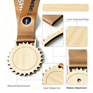 Médailles en bois gravées au laser avec logo personnalisé, fabriquées par Oneway Factory, porte-médailles de marathon personnalisé, médaille en bois - Product Image 3