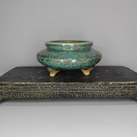 Pot à bonsaï émaillé de Yixing en forme d'encensoir