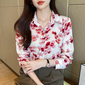 Nuova Camicetta da Donna con Scollo a V in Chiffon Floreale, Blusa Mujer De <span class=keywords><strong>Moda</strong></span>, <span class=keywords><strong>Top</strong></span> da Donna 2283 # - Product Image 4