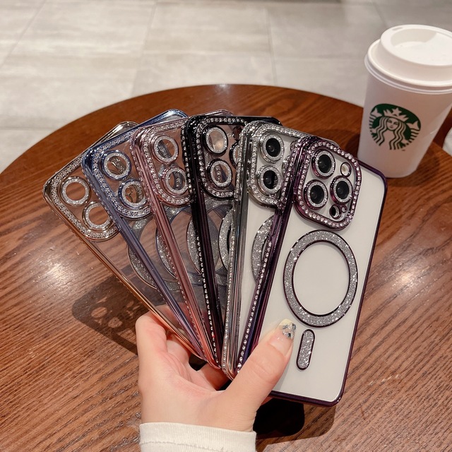 Hot Diamond Design Girl Phone case with Glitter Mirror Holder for iphone 16 15 14 13 12pro Max