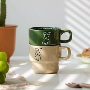 Wholesale Vintage Stackable <b>Mugs</b> Coffee <b>Ceramic</b> <b>Mugs</b> Custom Printed logo - Product Image 2