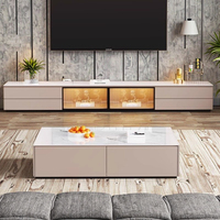 Meuble TV de luxe moderne en dalle de roche, ensemble de tables basses lumineuses, meubles en bois extensibles pour la maison, petite chambre, salon, LED