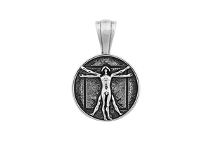 Hip Hop personalidad Da Vinci proporción humana Vitruvius colgar collar de acero inoxidable joyería colgante chapado en oro - Product Image 6