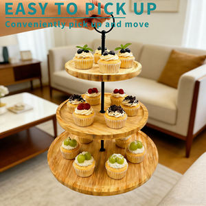 Soporte Redondo de Madera <span class=keywords><strong>para</strong></span> Pasteles, Cupcakes y <span class=keywords><strong>Postres</strong></span>, Bandeja de Servicio <span class=keywords><strong>para</strong></span> Galletas, Bocadillos, Pasteles de Boda, Fiestas de Té y Buffets - Product Image 4