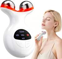 Appareil de beauté pour le visage à usage domestique, rouleau 3D pour raffermir la peau, microcourant, chauffage, vibration, raffermissement de la peau avec microcourant