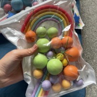 26 pièces/sac, décorations de gâteau en forme de boule, étoile et arc-en-ciel, ensemble de boules artificielles pour macarons, fournitures de décoration de gâteaux