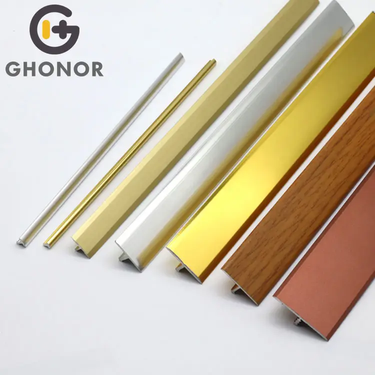 Profil en aluminium en forme de T de couleur or argenté d'extrusion décorative d'Alu de bord de cuisine pour le carrelage de mur