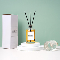 Bouteille diffuseur à roseaux en verre transparent rond de 100 ml pour emballage d'huile parfumée, personnalisable, vierge, vente en gros