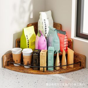 Estante de madera para almacenamiento de botellas de vino, estante de exhibición de esquina de 3 niveles para cócteles, cocina, especias, organizador de escritorio, color madera natural - Product Image 2