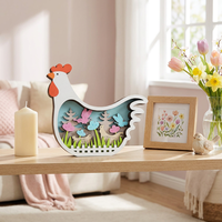 Letrero de Madera Contrachapada 3D Personalizado con Diseño de Pollo de Pascua |   Decoración de Mesa Moderna con Impresión UV Hen |   Adorno Personalizado de Animal Primaveral 2026