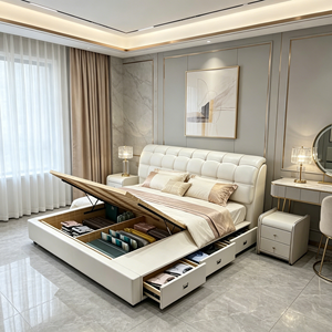 Cadre de lit pour lit bas avec rangement intégré Philippines rose beige fille cal king queen cristal Wueen chambre à coucher cadre de lit allemand - Product Image 2