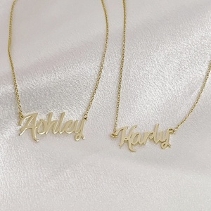 Collier avec nom personnalisé tendance en argent sterling 925 plaqué or 14 carats, lettres personnalisées, collier avec nom, chaîne à maillons pour femmes - Product Image 4