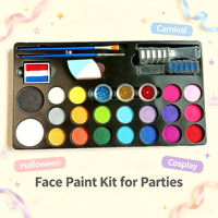 Kit de peinture corporelle en silicone facile à nettoyer pour enfants avec peigne à cheveux – à base d'eau pour les fêtes et les événements