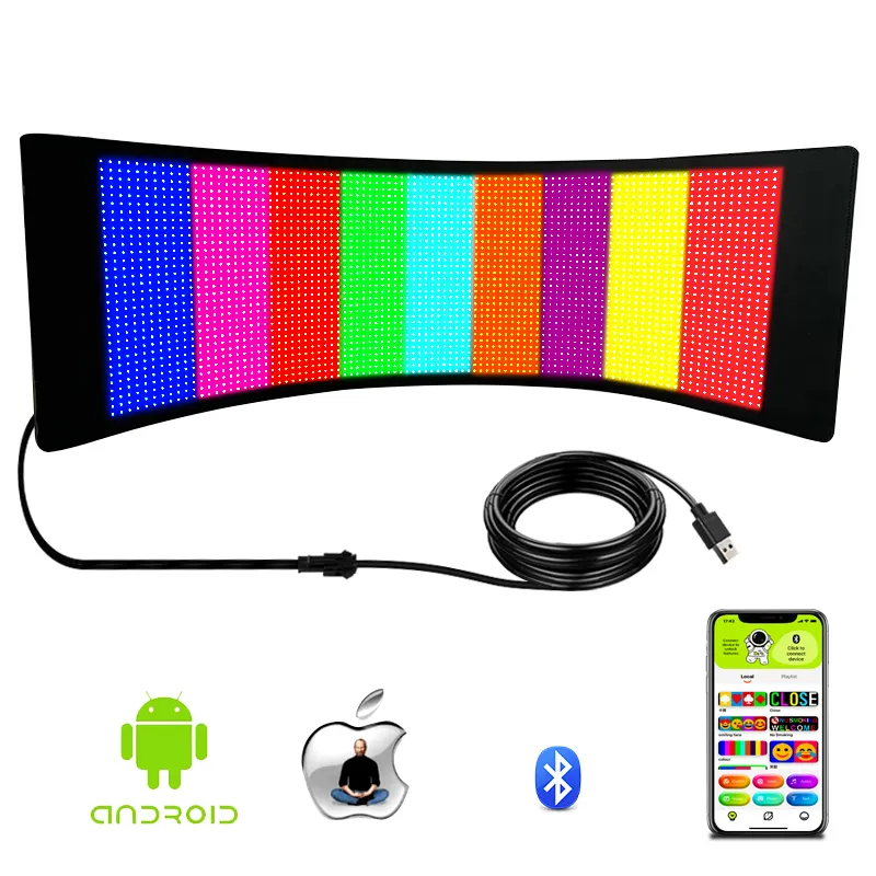 S3296 RGB 앱 제어 12v led 자동차 스티커 패널 자동차 글로우 led 로그인 라이트 업 윈도우 스티커 led 자동차 조명 스티커