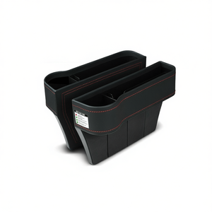 Organisateur de siège de voiture, boîte de rangement latérale en cuir PU, 2 compartiments, porte-gobelet, design moderne - Product Image 1