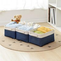Boîte de rangement pliable rectangulaire en coton et lin avec compartiments, design moderne et simple, portable pour vêtements, articles divers et jouets