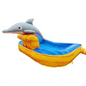 Piscina inflable desmontable con tobogán acuático en forma de delfín para niños, ideal para el jardín trasero en verano. - Product Image 1