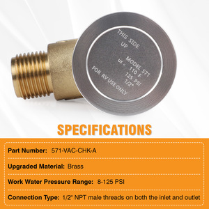 วาล์วกันกลับทองเหลือง รุ่น 571-VAC-CHK-A สำหรับแก๊สอุณหภูมิปกติ ใช้กับเบรกเกอร์สุญญากาศ RV - Product Image 3