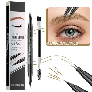 Lápiz de cejas líquido de secado rápido a prueba de agua profesional de etiqueta privada, bolígrafo de cejas de posicionamiento de doble extremo, Delgado, 2 puntas de horquilla, ojo mate - Product Image 2