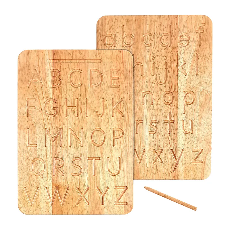 Tablero de trazado de letras Montessori para niños, juguete educativo de madera con alfabeto