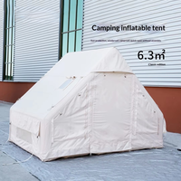 Carpa Inflable para Acampar, 3-4 Personas, Gran Tamaño, Una Sola Capa, 420D Oxford PVC, Portátil, Totalmente Automática, 2 Puertas, Bomba, Impermeable