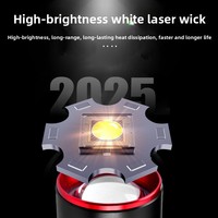Lampe torche LED télescopique à zoom continu en alliage d'aluminium blanc avec port de charge Type-C, portée du faisceau de plus de 500 m, batterie 18650 et affichage de la charge