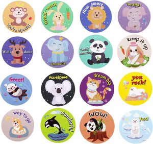 1000 pcs <b>Animal</b> <b>Stickers</b> for Kids 16 Designs Reward <b>Sticker</b> (1 Inch / 2 Rolls) - Product Image 1