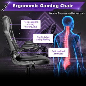 <span class=keywords><strong>Sillas</strong></span> de Escritorio Ergonómicas Giratorias de Piel Sintética PU Pvc Color Morado para Juegos, <span class=keywords><strong>Sillas</strong></span> de Esports con Reposabrazos Abatibles - Product Image 2