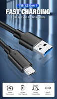 Câble USB 3.2 10 Gbps Type C, USB A vers USB C, cordon de transfert de données, PD 60W 3A, câble de charge rapide pour boîtier de disque dur SSD