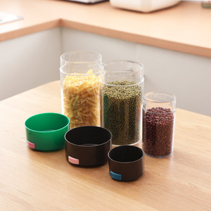 Cylinder Coffee Bean <b>Storage</b> Jar Transparent Plastic Lid Airtight Container Sealed Fresh Food Preservation <b>Kitchen</b> Use - Product Image 4