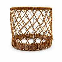 Abat-jour rond marron en rotin synthétique sur mesure, anti-moisissure, durable, style vintage, pour lampe de table d'intérieur