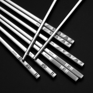 Palillos Cuadrados Antideslizantes <span class=keywords><strong>de</strong></span> Acero Inoxidable 316, con Logotipo <span class=keywords><strong>de</strong></span> Flores, Acabado Cepillado, Modernos, para el Hogar - Product Image 2