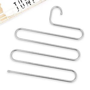 Porte-pantalons en acier inoxydable en forme de S, <span class=keywords><strong>cintre</strong></span> magique multi-niveaux antidérapant avec pinces à pantalons sans couture - Product Image 3
