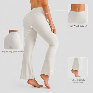 Pantalones de yoga acampanados para mujer, efecto segunda piel, ultra suaves, antibacterianos, de cintura alta, con efecto levantacola, leggings bootcut para tallas pequeñas - Product Image 3