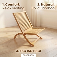 Fauteuil de salon moderne en bambou durable, confortable et inclinable, sain, sans formaldéhyde, portable, pour l'école, le jardin, la plage, la chambre à coucher
