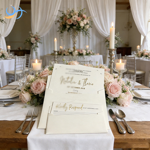 Invitations de poche personnalisées de luxe avec dorure à chaud et cartes RSVP |   Enveloppes personnalisées blanches pour invitations de <span class=keywords><strong>mariage</strong></span> pour événements nuptiaux - Product Image 2